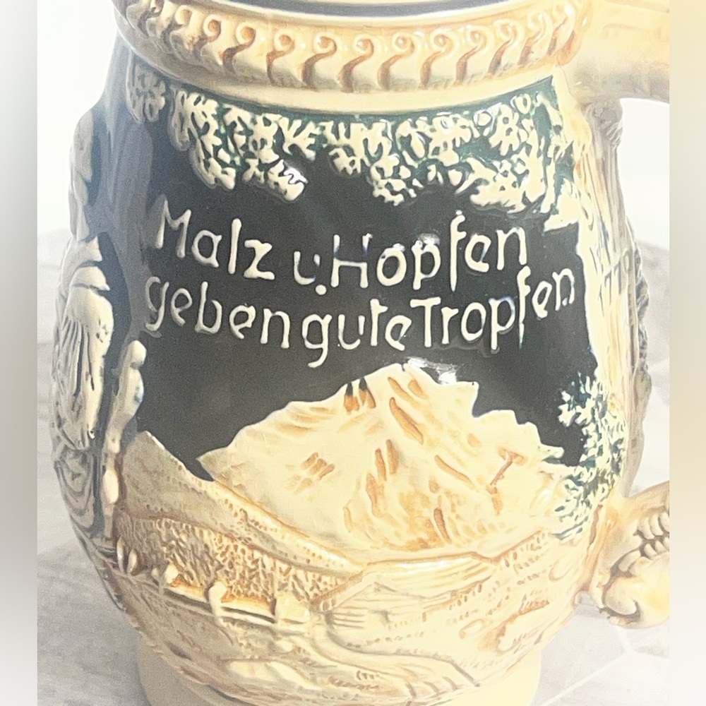 Vintage Style German Beer Stein Relief Scene Ceramic Mug With Handle - Picture 7 of 12